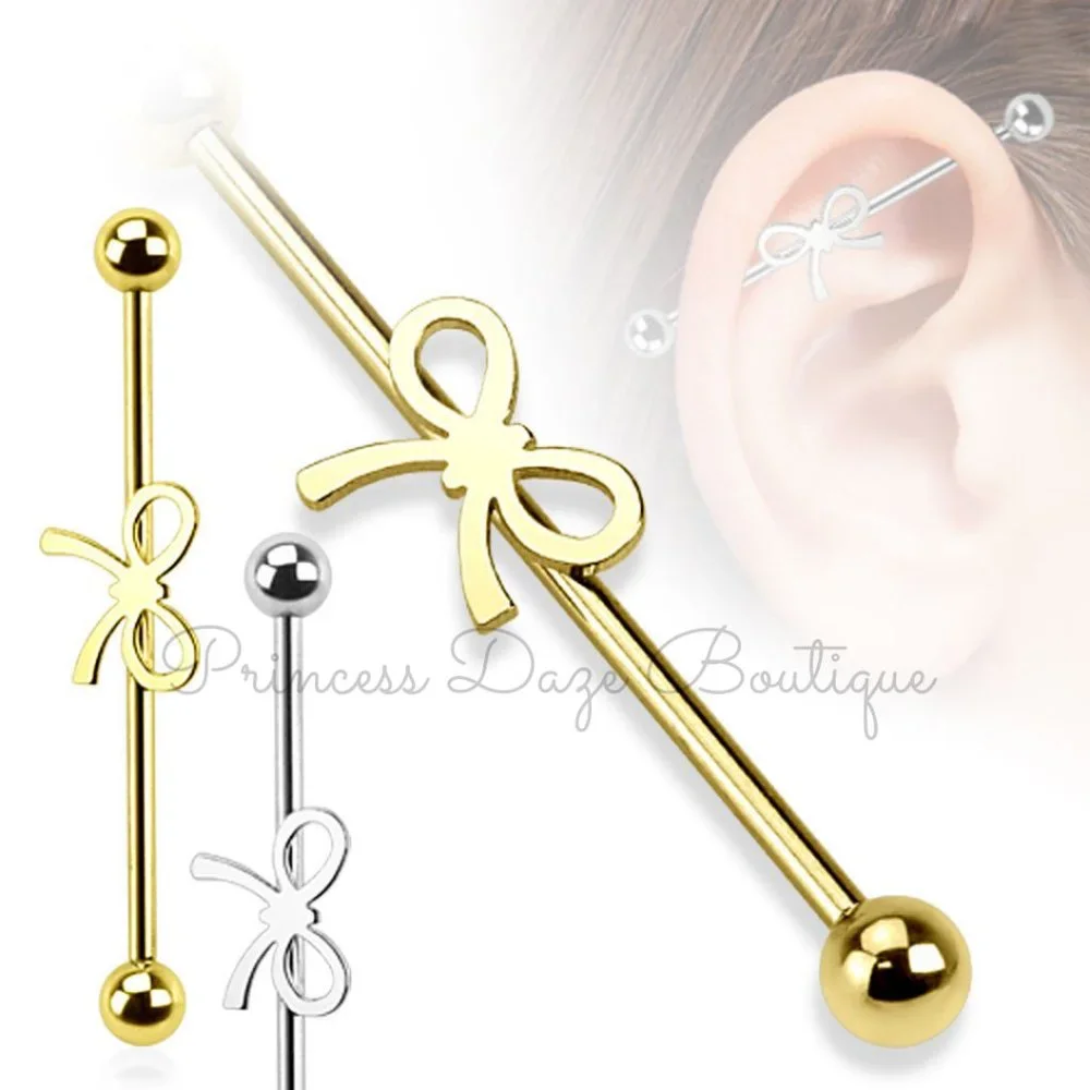 Pretty Ribbon Industrial Barbell Earring‎
